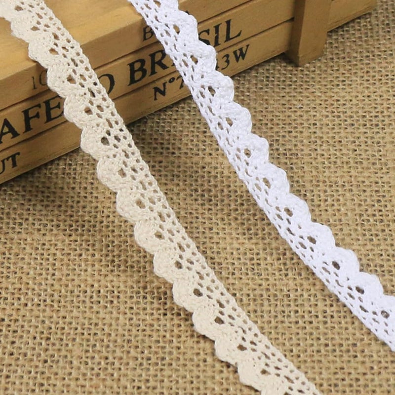 URIMPAVIDO 10 Yard Vintage Lace Trim Cotton Ribbon Crochet Sewing Lace for DIY Craft Scrapbooking Gift Package Wrapping Bridal Wedding Decoration (White) - Image 1